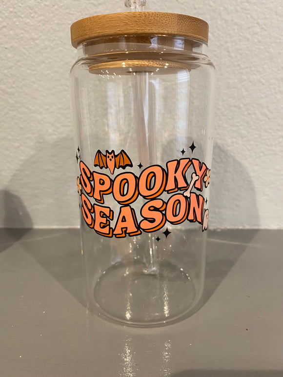 Spooky season Glass Can Cup