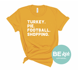 Turkey. Pie. Football. Shopping.