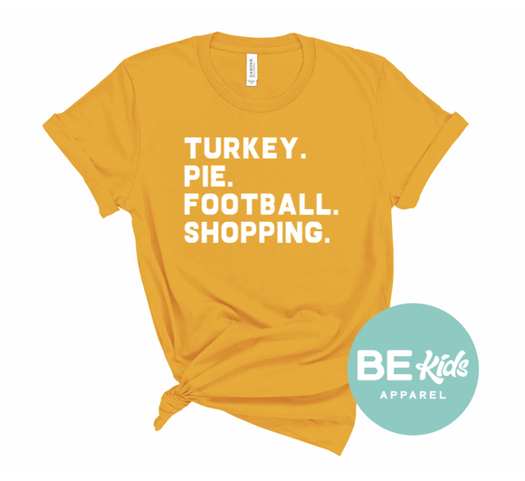 Turkey. Pie. Football. Shopping.