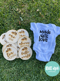 Wooden Monthly Baby Milestone Marker & Bodysuit Bundle