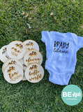 Wooden Monthly Baby Milestone Marker & Bodysuit Bundle