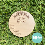 Wood Birth Stat Sign Announcement
