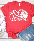Peace Love Baseball (white design)