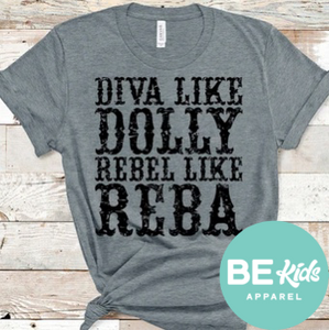 Diva like Dolly Rebel like Reba (black design)
